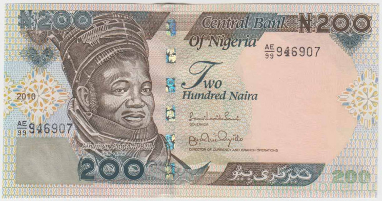 Банкнота. Нигерия. 200 найр 2010 год. Тип 29i(1).