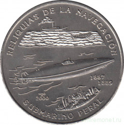 Монета. Куба. 1 песо 2000 год. Реликвии судостроения. Подводная лодка "Перал".