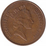 Монета. Гибралтар. 1 пенни 1990 год. АA.