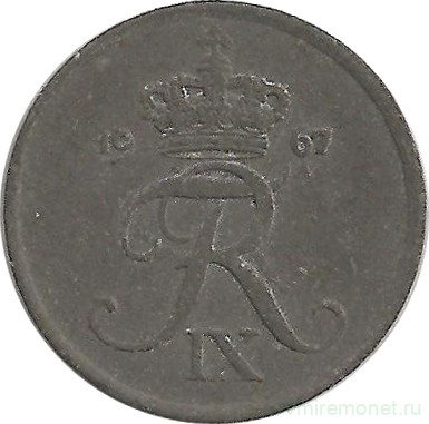 Монета. Дания. 1 эре 1967 год.