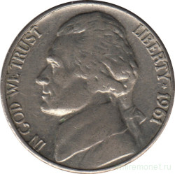 Монета. США. 5 центов 1961 год. Монетный двор D.