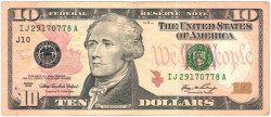 Банкнота. США. 10 долларов 2006 год. Серия IJ. Тип 525. 