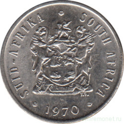 Монета. Южно-Африканская республика (ЮАР). 5 центов 1970 год.