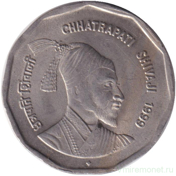 Монета. Индия. 2 рупии 1999 год. Чхатрапи Шиваджи. "♦" - Мумбаи.