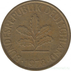 Монета. ФРГ. 10 пфеннигов 1978 год. Монетный двор - Карлсруэ (G).