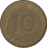Монета. ФРГ. 10 пфеннигов 1978 год. Монетный двор - Карлсруэ (G). рев.