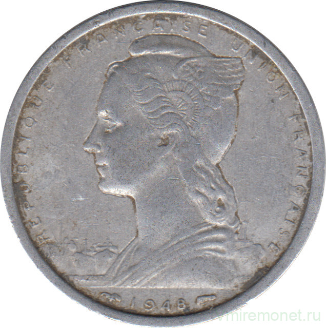 Монета. Французская Экваториальная Африка. 2 франка 1948 год.