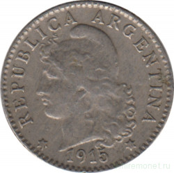 Монета. Аргентина. 5 сентаво 1915 год.
