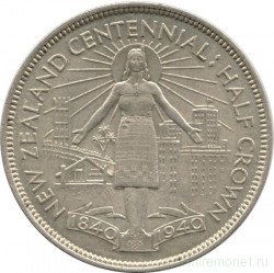 Монета. Новая Зеландия. 1/2 кроны 1940 год. 100 лет Новой Зеландии.
