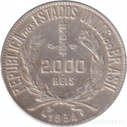 Монета. Бразилия. 2000 рейсов 1934 год.