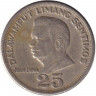 Монета. Филиппины. 25 сентимо 1968 год.