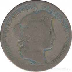 Монета. Перу. 20 сентаво 1921 год.