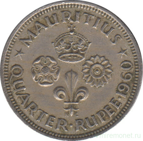 Монета. Маврикий. 1/4 рупии 1960 год.