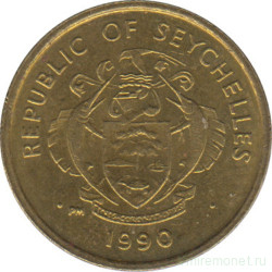 Монета. Сейшельские острова. 1 цент 1990 год.