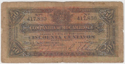 Банкнота. Мозамбик. "Компания де Мозамбик". 50 сентаво 1931 год. (перфорация "PAGO 5.11.1942). Тип R26.