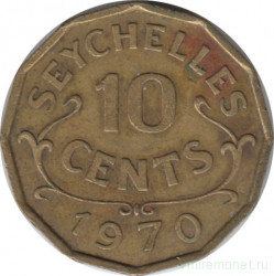 Монета. Сейшельские острова. 10 центов 1970 год.