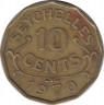 Монета. Сейшельские острова. 10 центов 1970 год. ав.