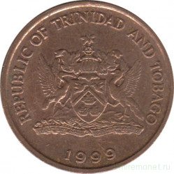 Монета. Тринидад и Тобаго. 5 центов 1999 год.