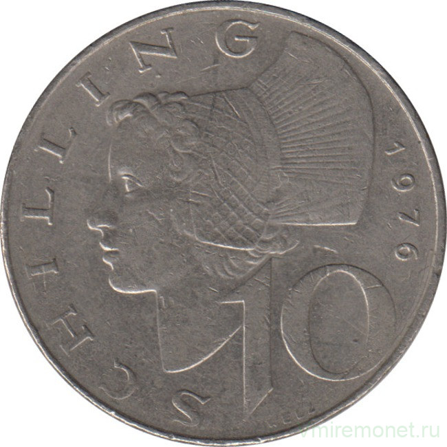 Монета. Австрия. 10 шиллингов 1976 год.