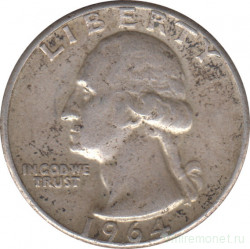 Монета. США. 25 центов 1964 год.
