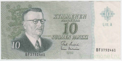 Банкнота. Финляндия. 10 марок 1963 год. Тип 104a(91).