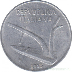 Монета. Италия. 10 лир 1955 год.