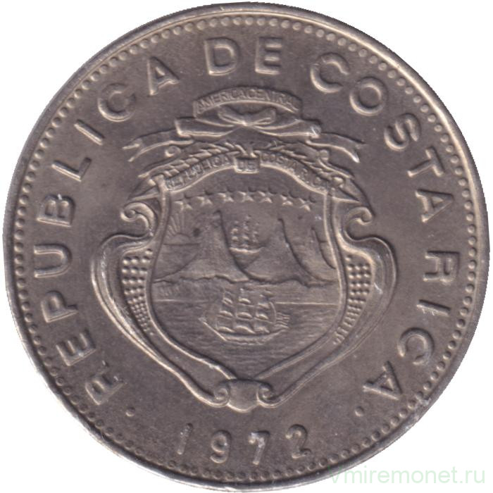 Монета. Коста-Рика. 25 сентимо 1972 год.
