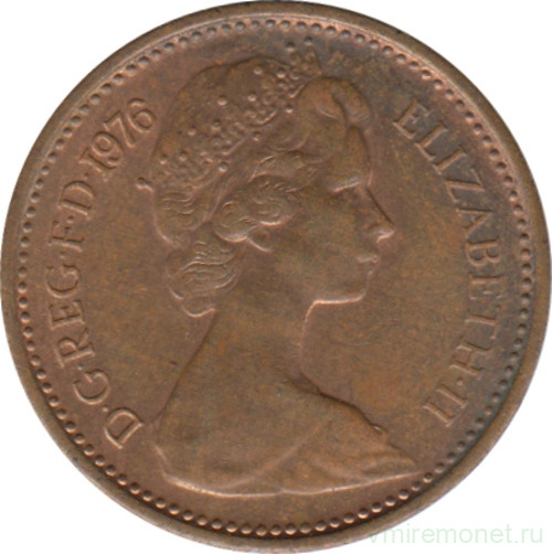 Монета. Великобритания. 1/2 пенни 1976 год.