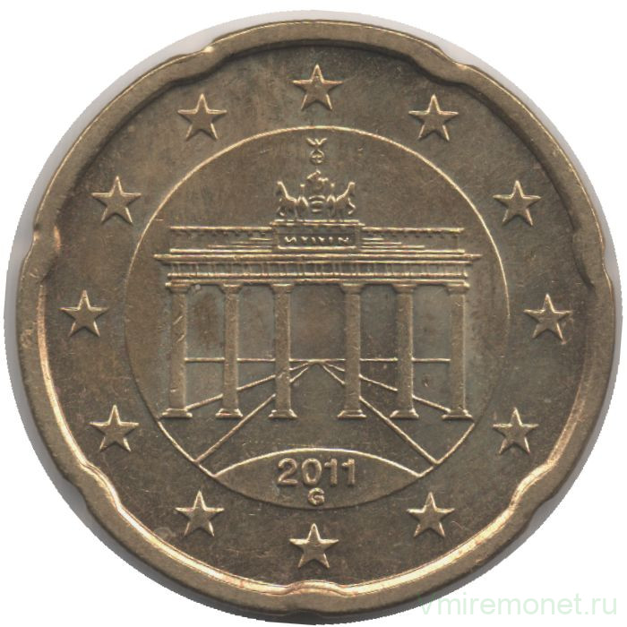 Монета. Германия. 20 центов 2011 год. (G).  