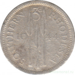 Монета. Южная Родезия. 3 пенса 1944 год.