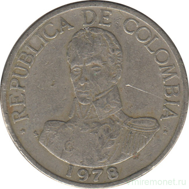 Монета. Колумбия. 1 песо 1978 год.