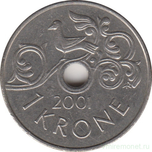 Монета. Норвегия. 1 крона 2001 год. Звезда.