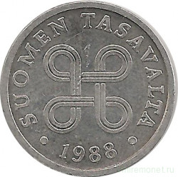 Монета. Финляндия. 5 пенни 1988 год.