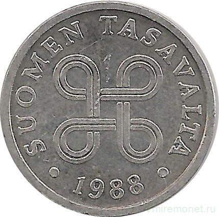 Монета. Финляндия. 5 пенни 1988 год.