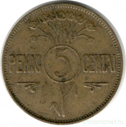 Монета. Литва. 5 центов 1925 год.
