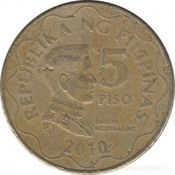 Монета. Филиппины. 5 песо 2010 год.