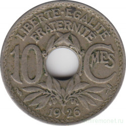 Монета. Франция. 10 сантимов 1926 год.