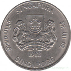 Монета. Сингапур. 20 центов 1988 год.