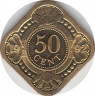 Монета. Нидерландские Антильские острова. 50 центов 1992 год. ав.