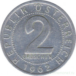 Монета. Австрия. 2 гроша 1962 год.