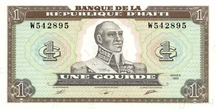 Банкнота. Гаити. 1 гурд 1989 год. Тип 253a