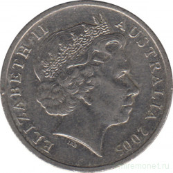 Монета. Австралия. 10 центов 2005 год.