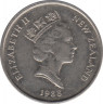 Монета. Новая Зеландия. 5 центов 1988 год. ав.