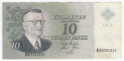 Банкнота. Финляндия. 10 марок 1963 год. Тип 104а(94). 