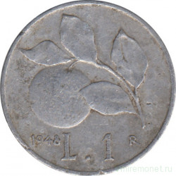 Монета. Италия. 1 лира 1948 год.