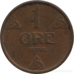 Монета. Норвегия. 1 эре 1946 год.