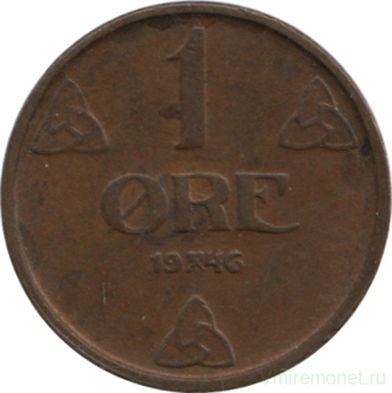 Монета. Норвегия. 1 эре 1946 год.