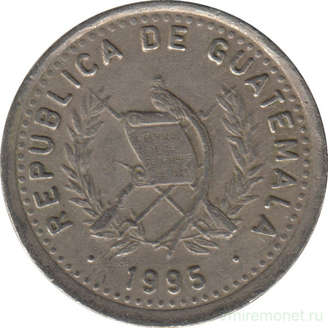Монета. Гватемала. 25 сентаво 1995 год.