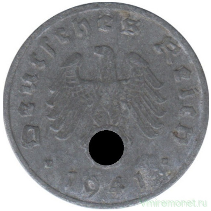 Монета. Германия. Третий Рейх. 1 рейхспфенниг 1941 год. Монетный двор - Мюнхен (D). Монета. Германия. Третий Рейх. 1 рейхспфенниг 1941 год. Монетный двор - Мюнхен (D).