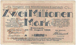 Бона. Нотгельд. Германия. Город Айзенах. 2000000 марок 1923 год.